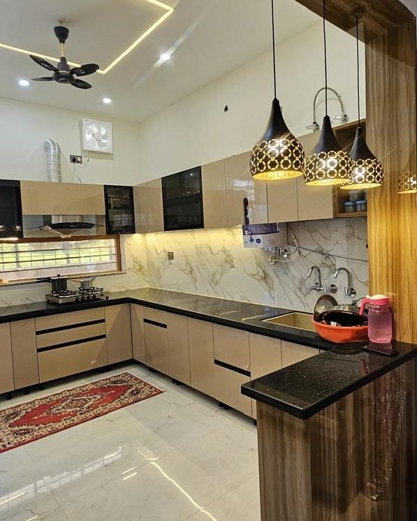 Pendant lights over a kitchen counter