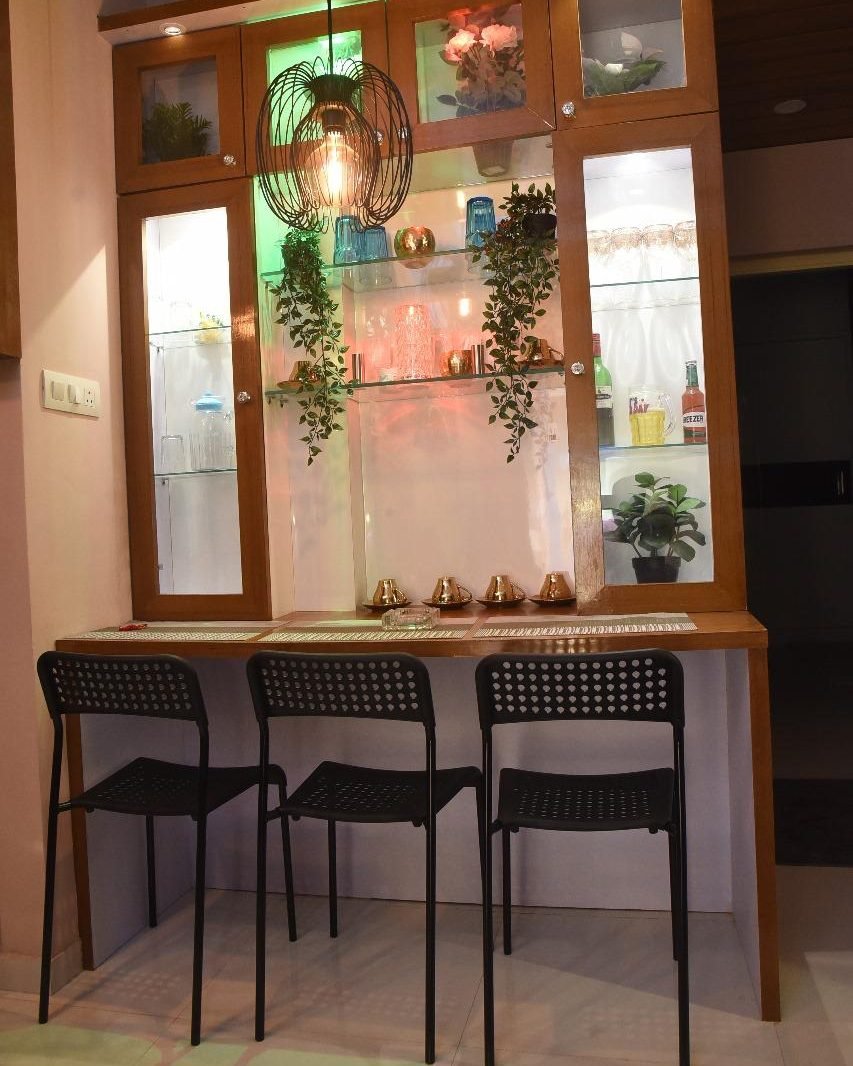 Breakfast counter with a crockery unit