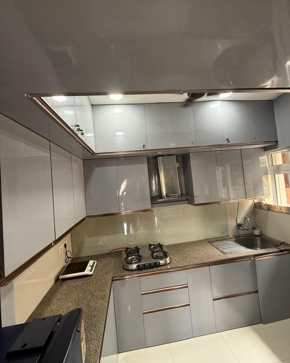 White gloss modular kitchen