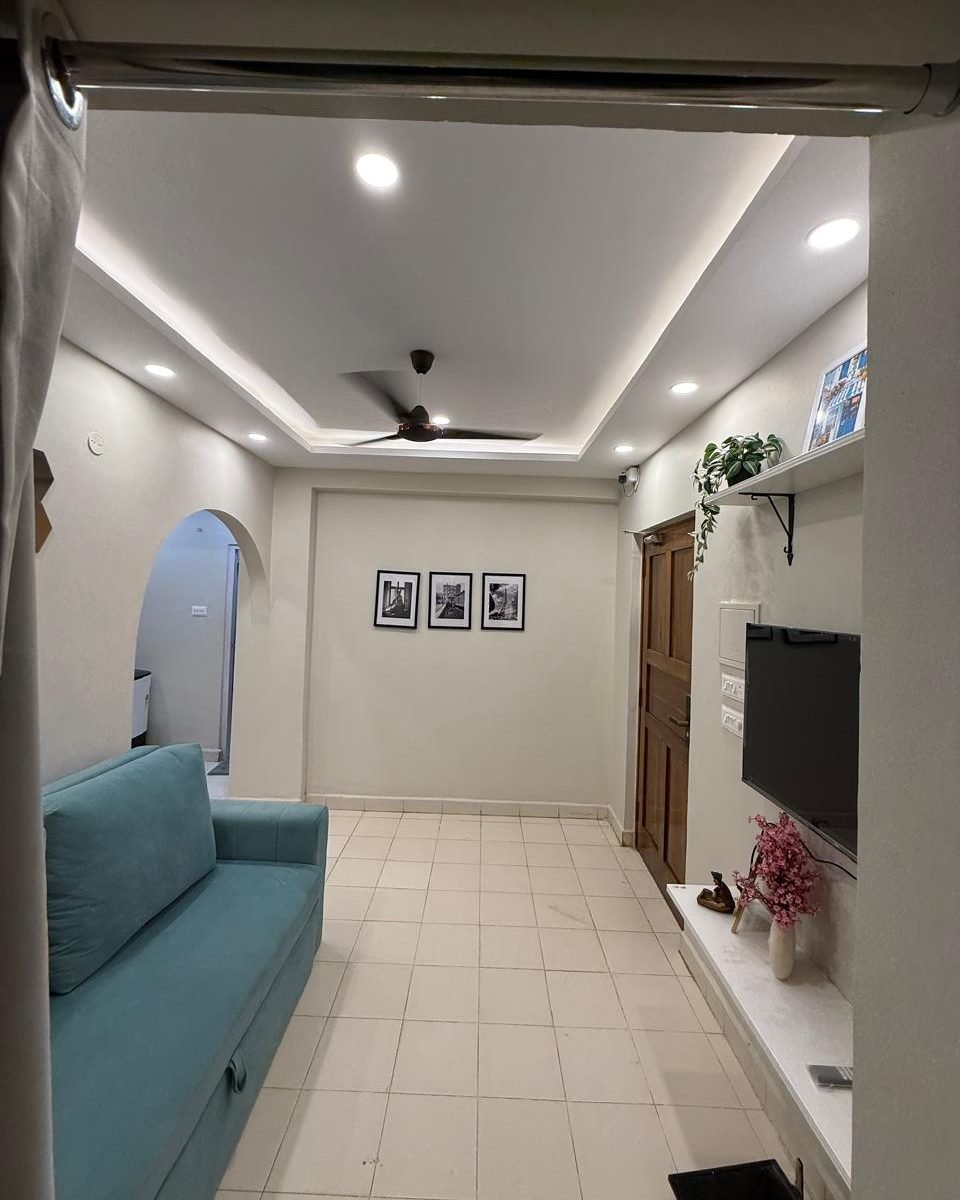 Living room with a wall mounted TV