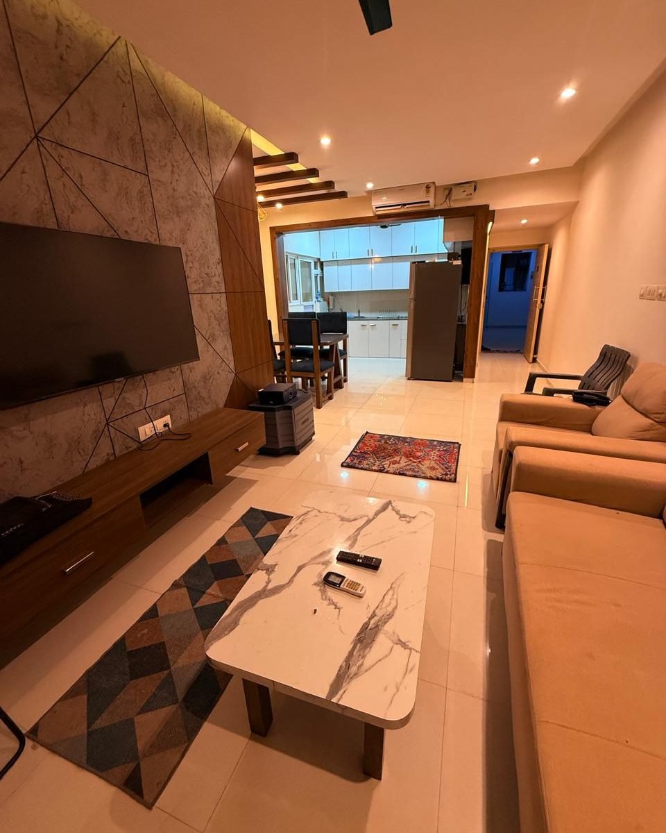 TV unit with a marble panel